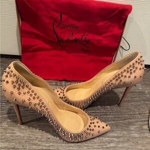 Christian Louboutin Beige Spiked Heels